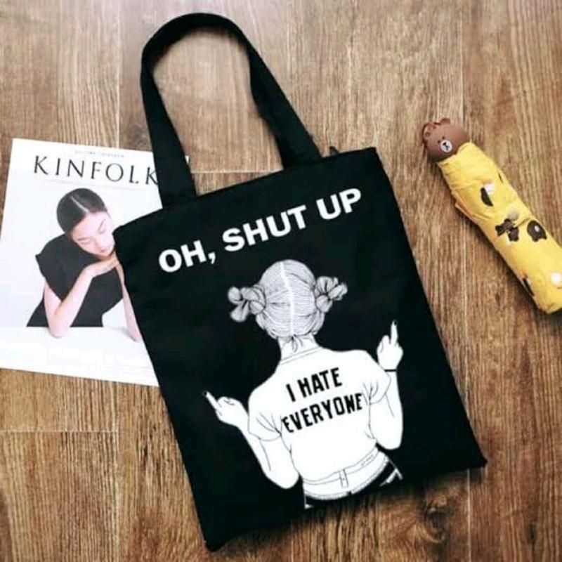 Totebag pakai resleting tas kuliah tas sekolah 3