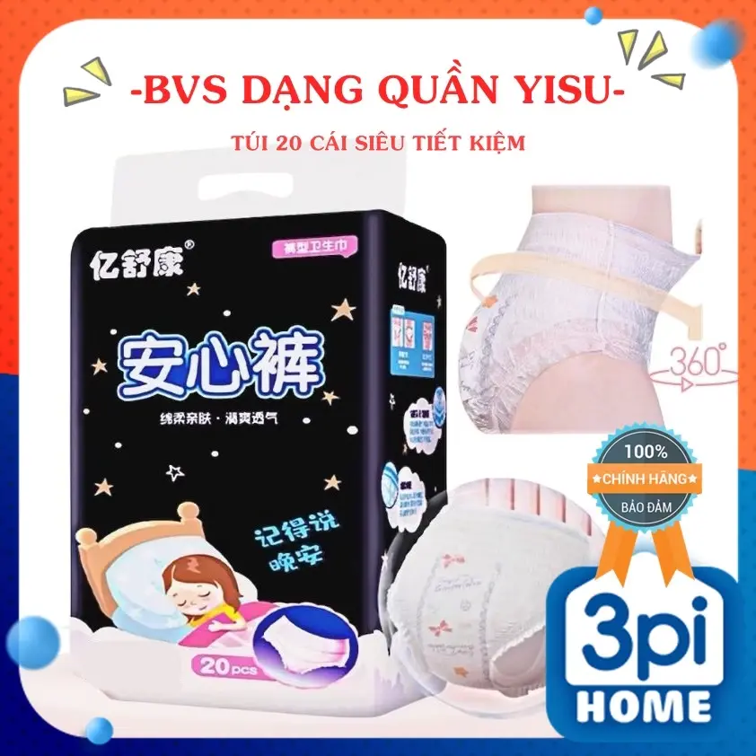 Băng vệ sinh dạng quần YISU túi 20 cái size M-L và L-XL siêu tiết kiệm - Dùng 1 lần tiện dụng thoải mái (có che tên)