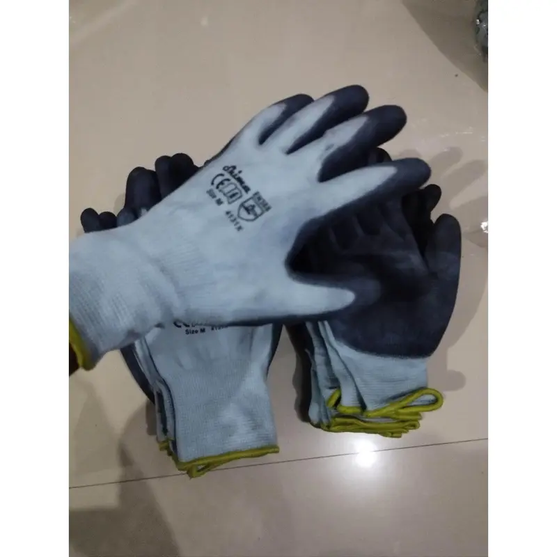 COD SARUNG TANGAN SAFETY LAPIS KARET ABU-ABU LUSINAN Sarung Tangan 2
