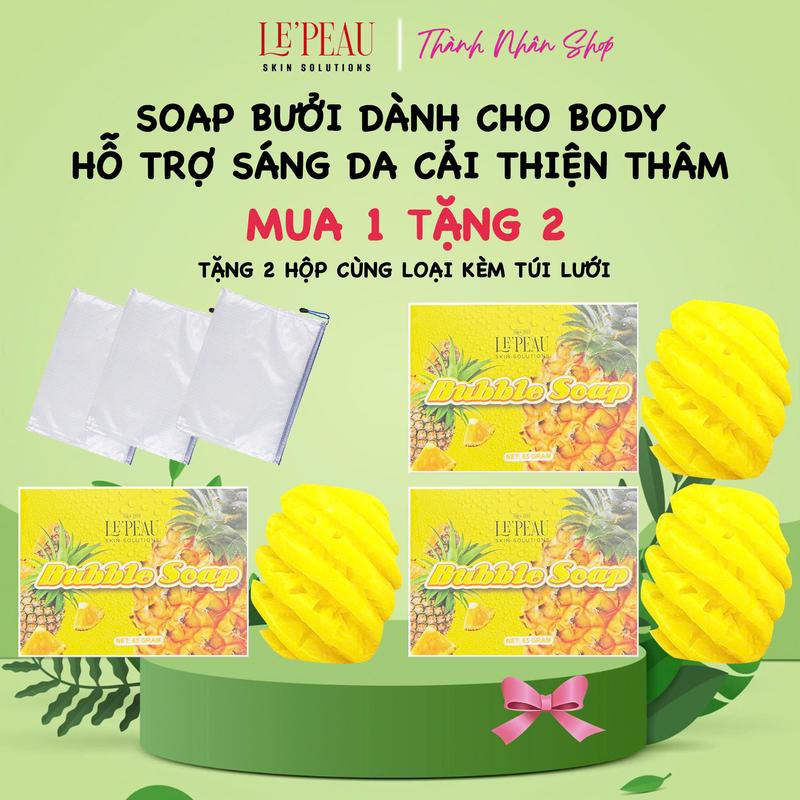 [Mua 1 Tặng 2] Soap Khóm Tặng Soap Bưởi | Hỗ Trợ Sáng Da Cải Thiện Thâm Dành Cho Mặt & Body [Tặng Kèm Túi Lưới Tạo Bọt] Le’Peau