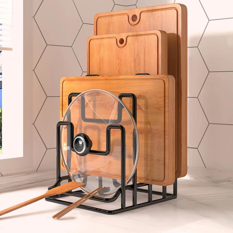 Product Introduction of New Black Cutting Board Rack Metal Household Chopping Board Holder Multilayer Pots Pan Lids Rack Restaurant Home Kitchen 15