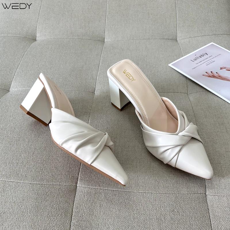 Product Introduction of [Hình thật]Dép nữ đế cao tôn dáng, Dép sục cao gót 7 phân dép nữ hottrend 2023 WD2316 Shoes GiàY DéP đế Cao Su Len 23