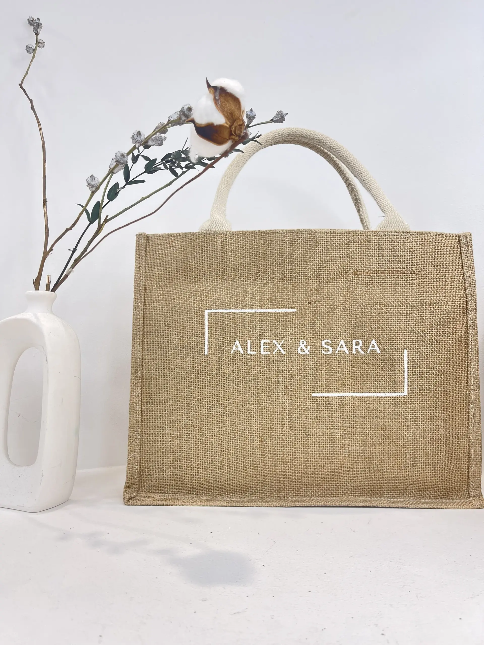 AL 97 -  Túi Cói ALEX SARA Trơn Màu Kem Đi Du Lịch Đi Chơi Thời Trang Bag Nữ