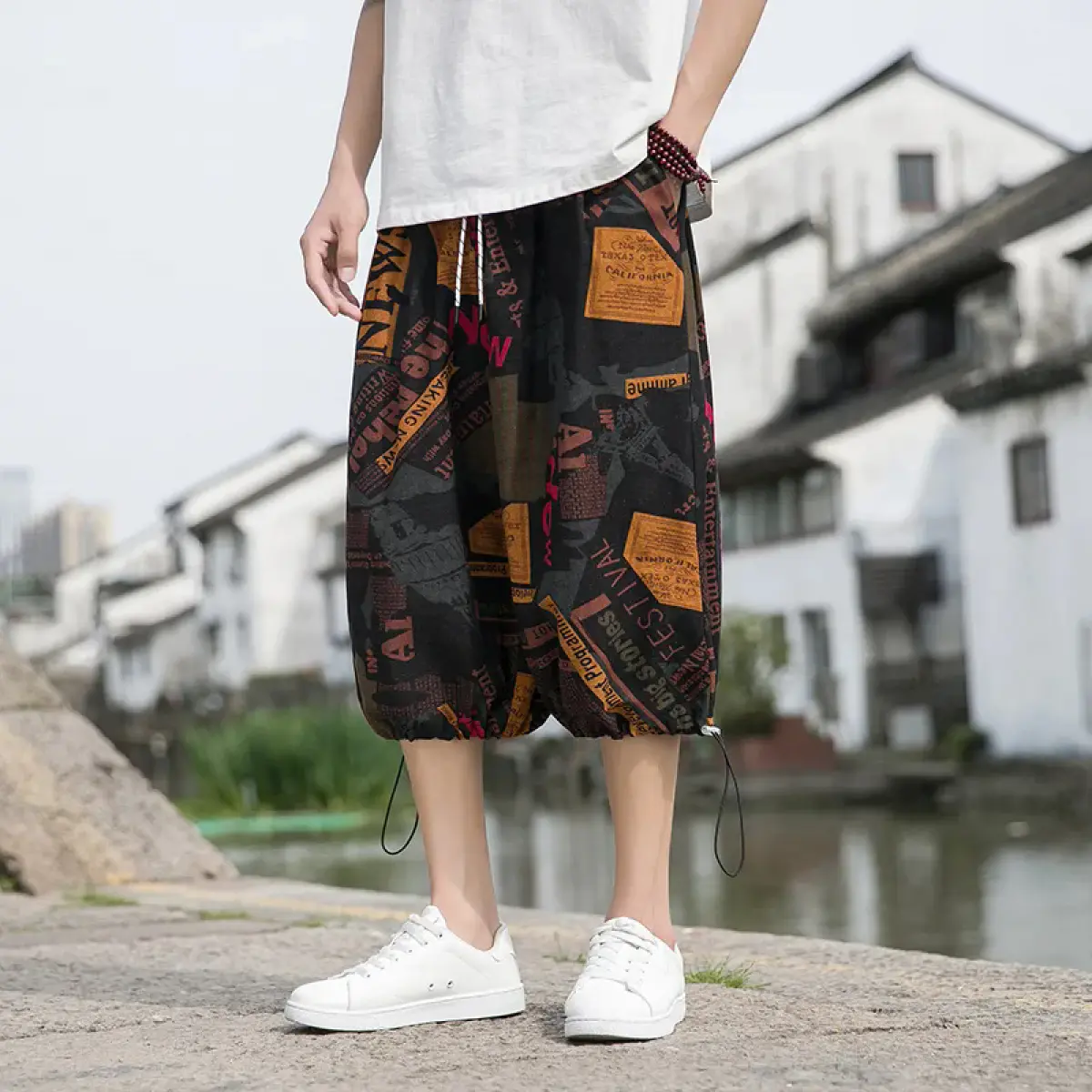 Summer thin beach pants cropped pants loose casual men's trend plus size Harem shorts jort capri  pants selu  ar  kargo selu  ar  kargo chubbies  shorts