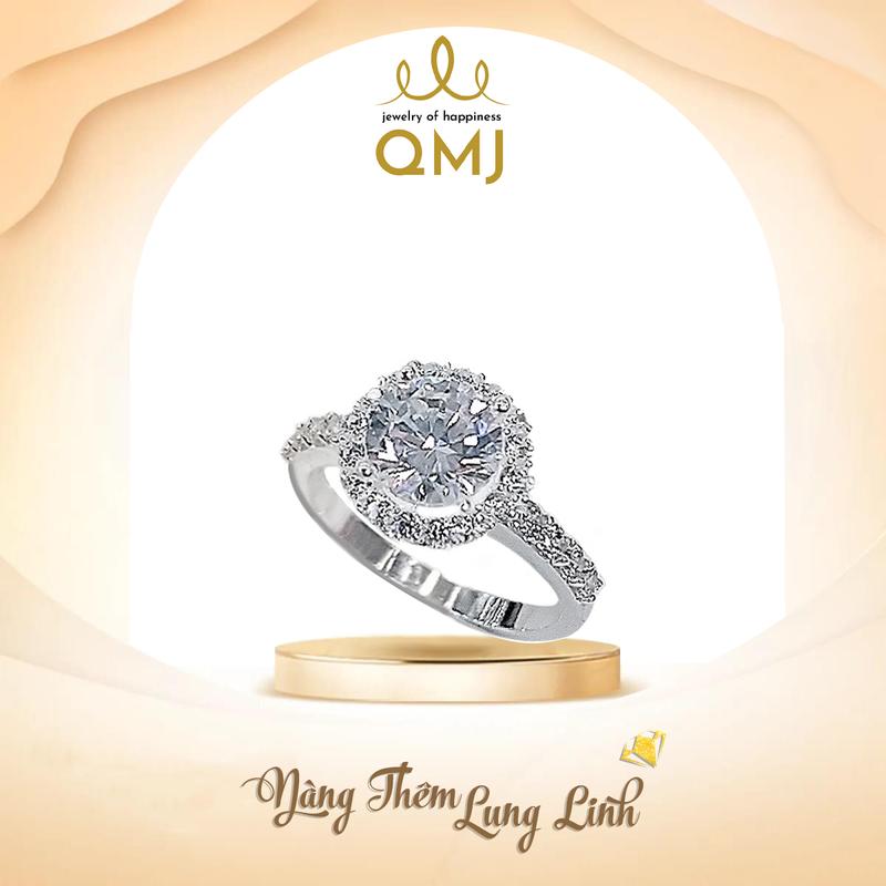  QMJ STORE - Q40 NHẪN THE MOON  bạc 925 cao cấp ổ xòan 5li5 đính đá cao cấp Sang trọng thanh lịch và tinh tế nhẫn bạc nữ thời trang 