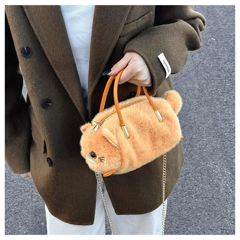 Product Introduction of Cute Cat Handbag Plush Large Capacity Shoulder Crossbody Bag Versatile Multicolor Bucket Bag 16