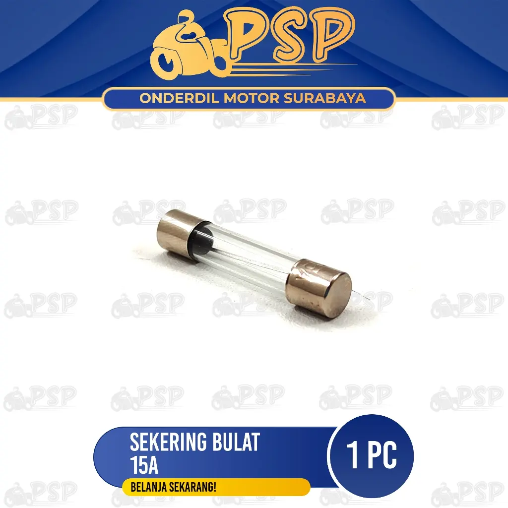 Sekering Tabung Bulat 15 A - Sekring Sikring Botol Tabung Kaca Bulat Fuse Glass 15 Ampere Universal