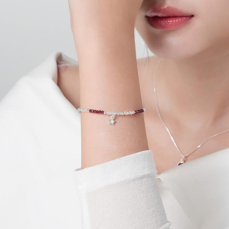 Product Introduction of Vòng tay bạc S925 mix đá phong thuỷ cắt giác, lắc tay bạc nữ đá năng lượng tự nhiên phối charm bạc ngôi sao An Gem quà tặng sinh nhật giáng sinh Noel Tết Valentine[TẶNG CHỈ ĐỎ] 9