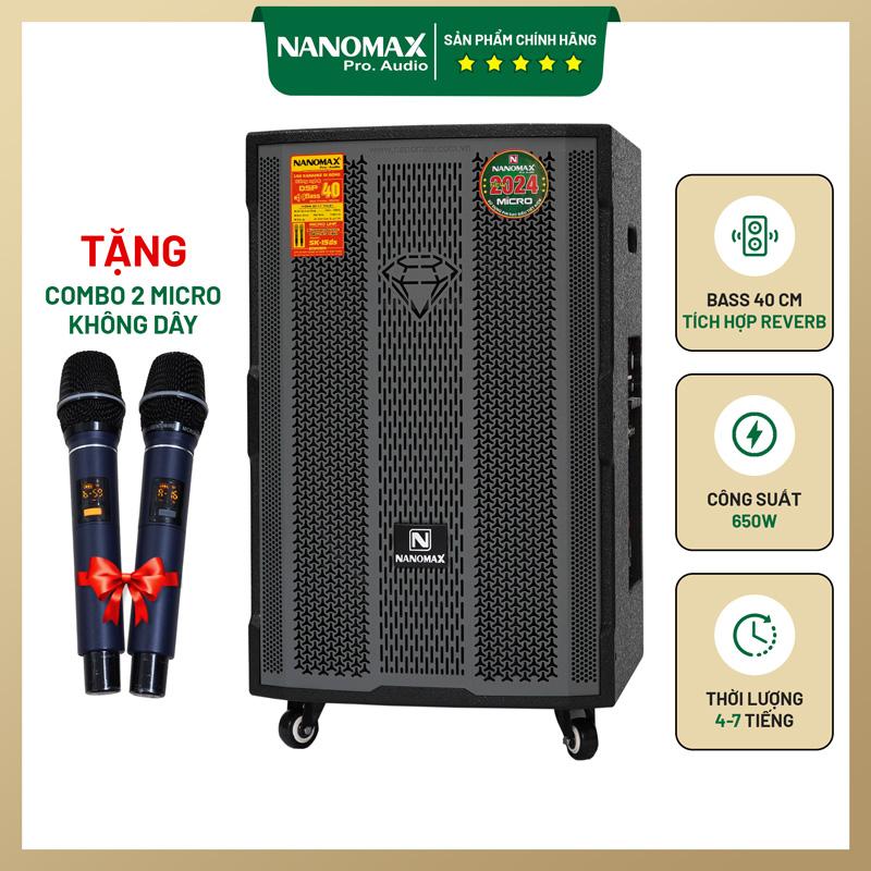 Loa Kéo Nanomax SK-15D5 Bass 40cm 650W Karaoke Bluetooth: Đánh thức Âm Thanh Sôi Động | Tặng Hai Micro Cao Cấp Chống Hú Dùng Pin Sạc Củ Loa Nghe Nhạc nanomax sk15d5 nanomax sk15q1