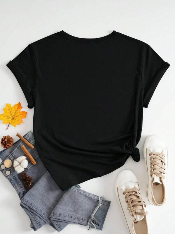 Women's Lip Print Round Neck Tee, Fashion Casual Crew Neck T-Shirt for Daily Holiday Vacation Outdoor Wear, Ladies Clothes for Summer, Top 3