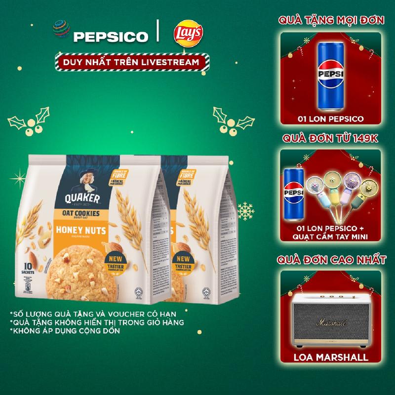 Combo 2 Bánh Ăn Vặt Quaker Cookie Honey Nuts 270GR