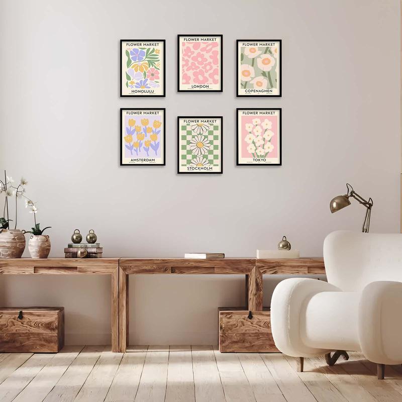 Floral Pattern Canvas Painting without Frame (6counts/set), Modern Wall Art Painting, Wall Art Decor for Home Living Room Bedroom 0