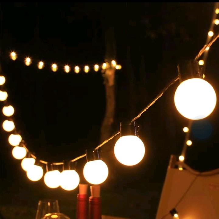 dây bóng đèn led trang trí ngoài trời combo dây kèm bóng 5cm , 5m 20 bóng, 10m 40 bóng 15m60 bóng to 5cm led  đen, decor quán cà phê, nhà hàng dayden