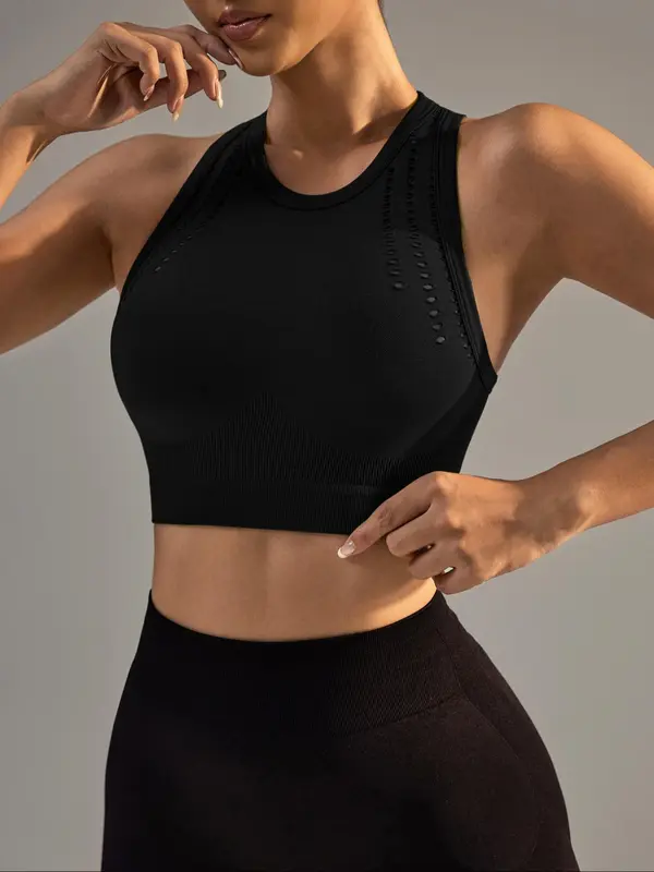 Women's Solid Color Racer Back Sports Singlet, Breathable Quick Drying Sports Tank Top, Gym Clothes, Workout Clothes, Ladies Sportswear for Indoor Outdoor Wear, Gymclothes 7