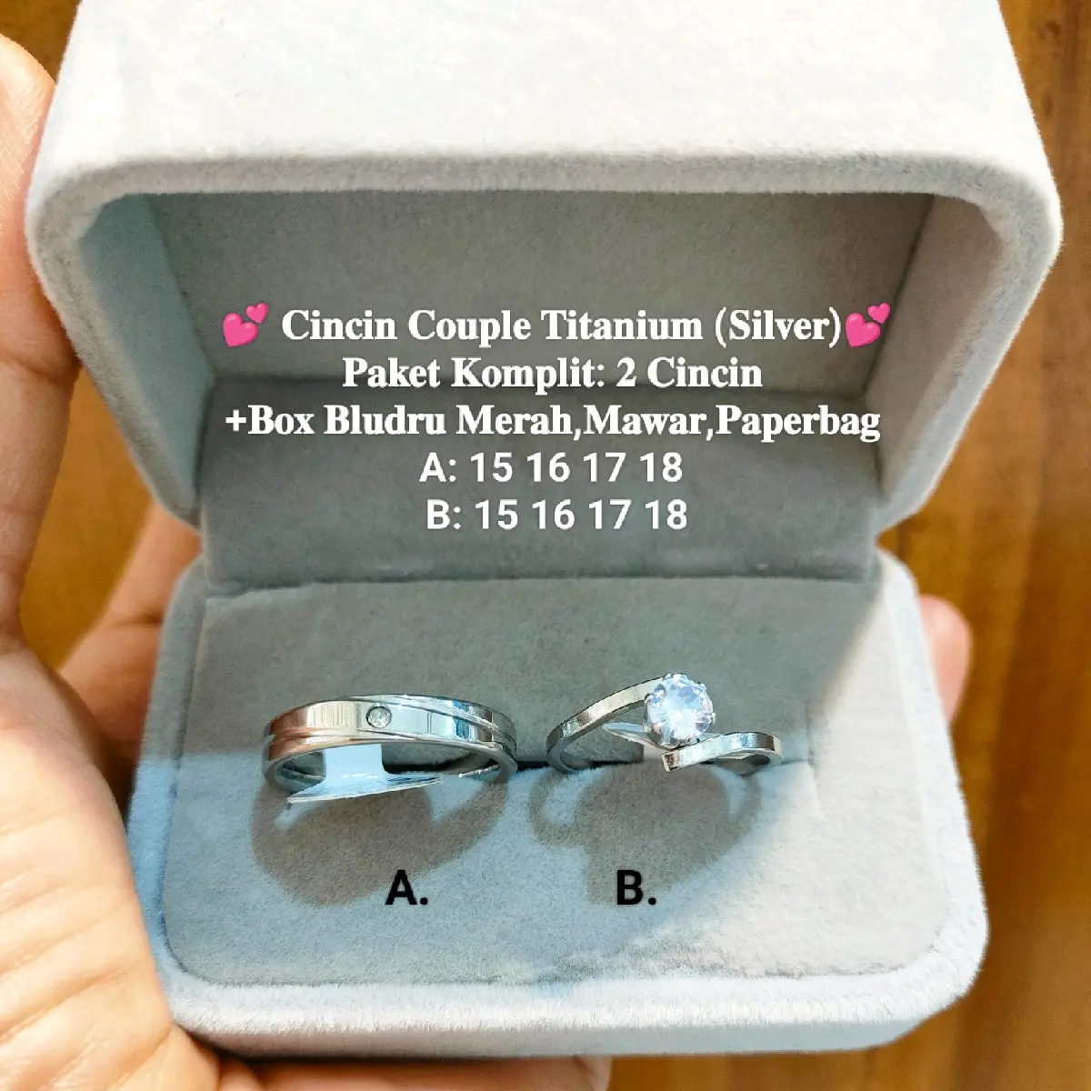 ET 17 || COD Cincin Couple Cincin Nikah Titanium Silver permata