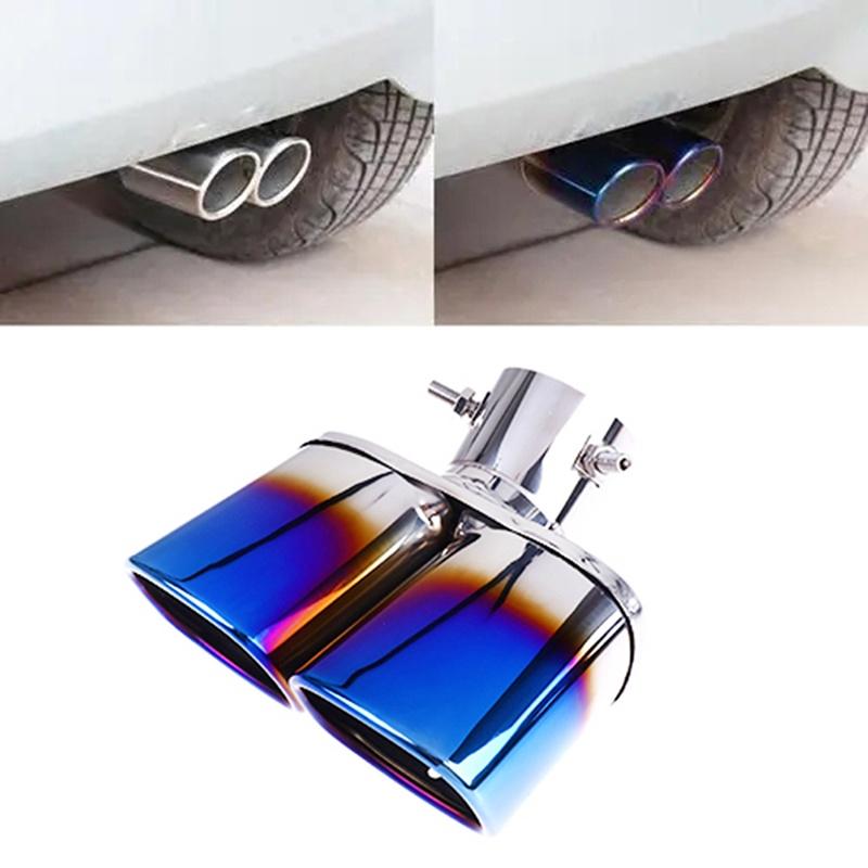 1MY Stainless Steel Car Rear Dual Exhaust Pipe Tail Muffler Tip Throat ...