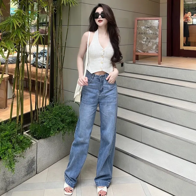 [A212] Quần Jeans nữ form cơ bản gấu 3p ,cạp cao siêu tôn dáng 2
