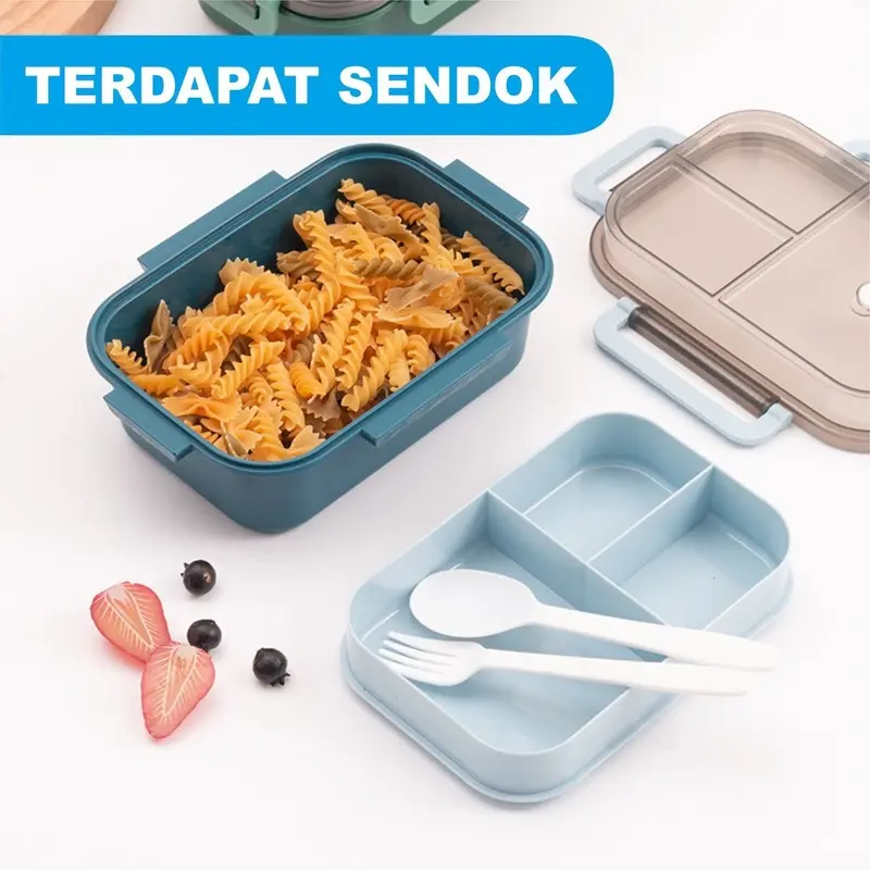 Set Kotak Makan dan Tas Bekal Sekolah Kerja - Lunch Box Set Tas Bekal Botol Minum Bekal Makan Siang Anti Tumpah Anak Sekolah Laki-laki Perempuan Kitchenware 1