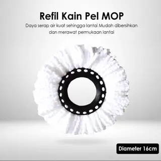 Refill Pell Magic 16CM Mop Refill Kain Pel Spin Mop Putar Otomatis Pengepel Lantai Stainless Bahan Fiber Refill Pel Putar