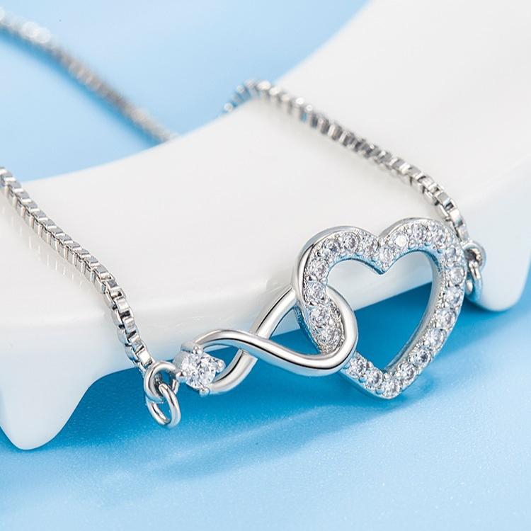 Product Introduction of Infinite Love Bracelet New Creative Love Bracelet Female Zircon Element Temperament Bracelet  Personalized Push-pull Light Bead Hand 16