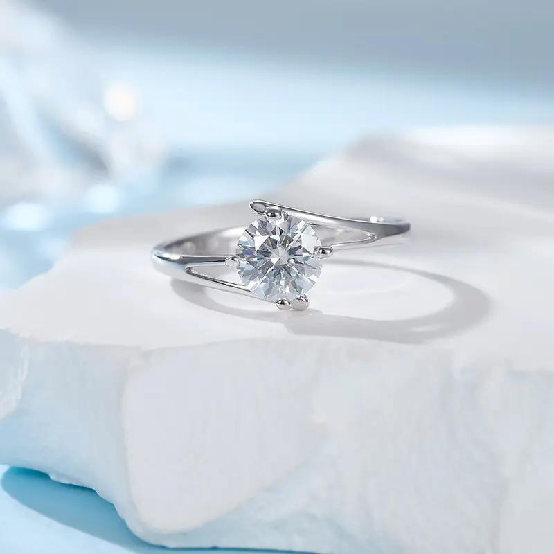 Nhẫn Moissanite, 60 Điểm, Bạc Sterling S925, Dành Cho Phụ Nữ, Thiết Kế Độc Đáo Có Thể Điều Chỉnh Cảm Giác Cao Cấp, Bút Thử Ngay Lập Tức, Nhẫn 2
