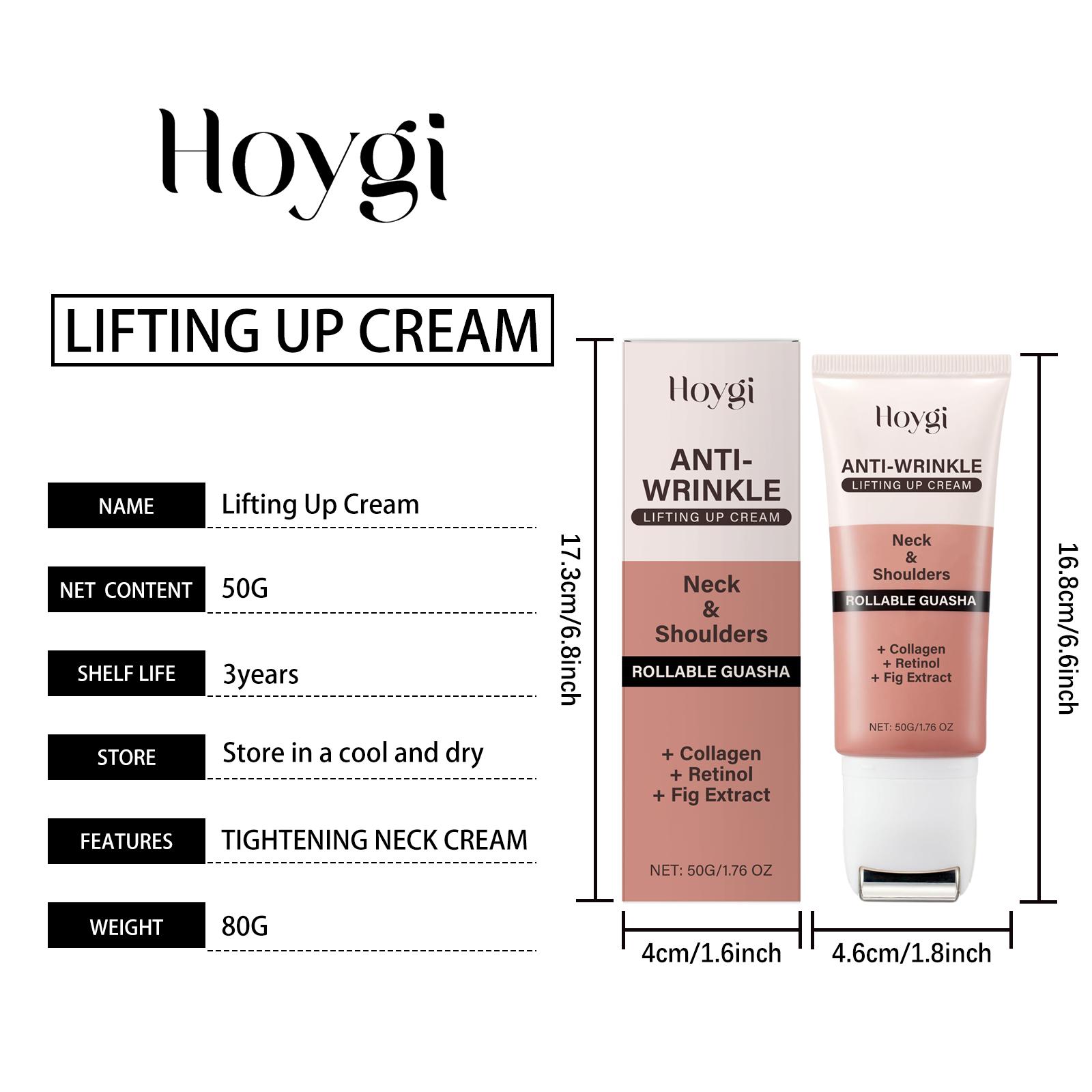 Hoygi Krim Leher Retinol Anti-Wrinkle Lifting Up Cream 50G Melembapkan Menghidrasi Mengurangi Garis Halus Pencerah dengan Kolagen Retinol dan Ekstrak Buah Ara Mengencangkan Aging Arbutin Mencerahkan Kerutan