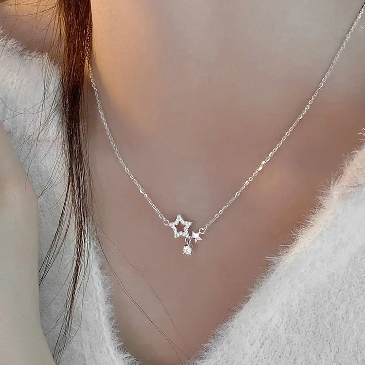 Dây Chuyền Chuyền, Bán Chạy, Dành Cho Nữ, Kim Cương Hình Ngôi Sao Năm Cánh, Giá Cả Phải Chăng, Cao Cấp, Dễ Phối Đồ, Duyên Dáng, Phong Cách Thanh Lịch, Dây Chuyền Xương Đòn