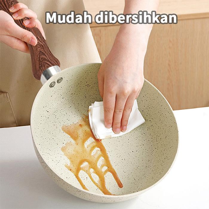 Product Introduction of [COD] GM Bear Wajan Penggorengan Batu Medis Anti Lengket (Beige) P0404 - Wajan Fry Pan 4