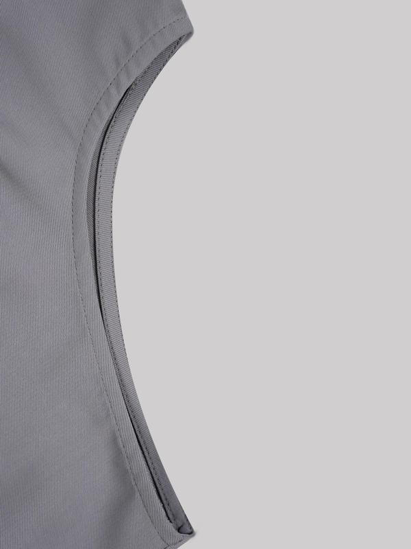 Women's Solid Pocket Crop Suit Vest & High Waist Pants Set, Casual  Tummy Flattering Button Front Top & Wide Leg Plicated Trousers, Summer Clothes, Co Ord Set Summer 3