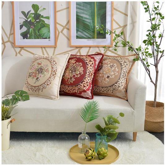 Vỏ gối tựa Lưng  Tây Âu gấm thêu hoa tỉ mỉ cao cấp sang trọng KT 45*45 0