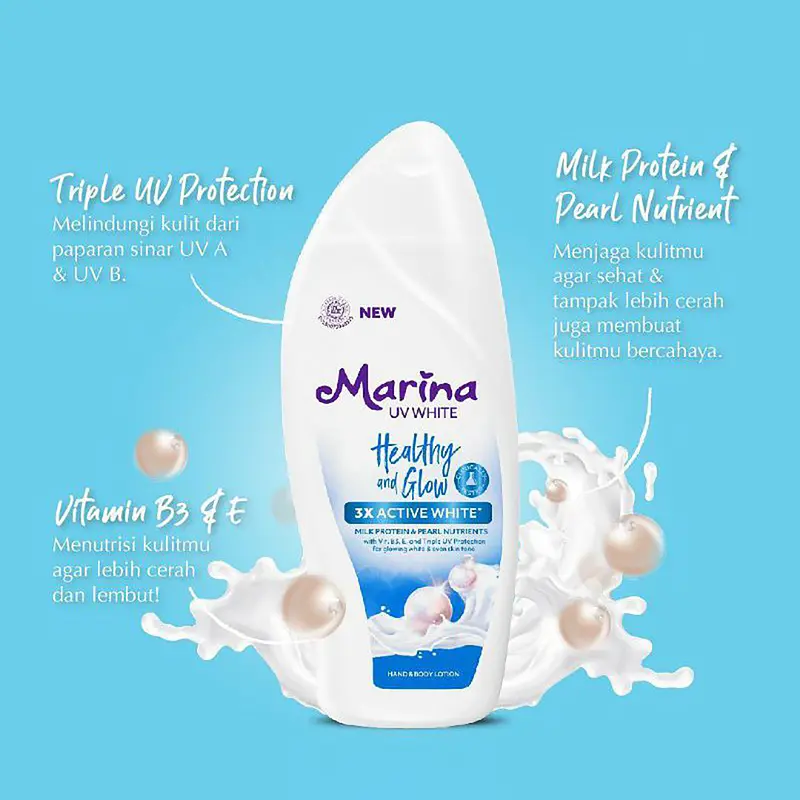 Marina UV White Hand And Body Lotion Nourish and Bright / Healty & Glow / Hydra Bright / E Collagen Asta 185 ml - Losion Badan 185ml 3