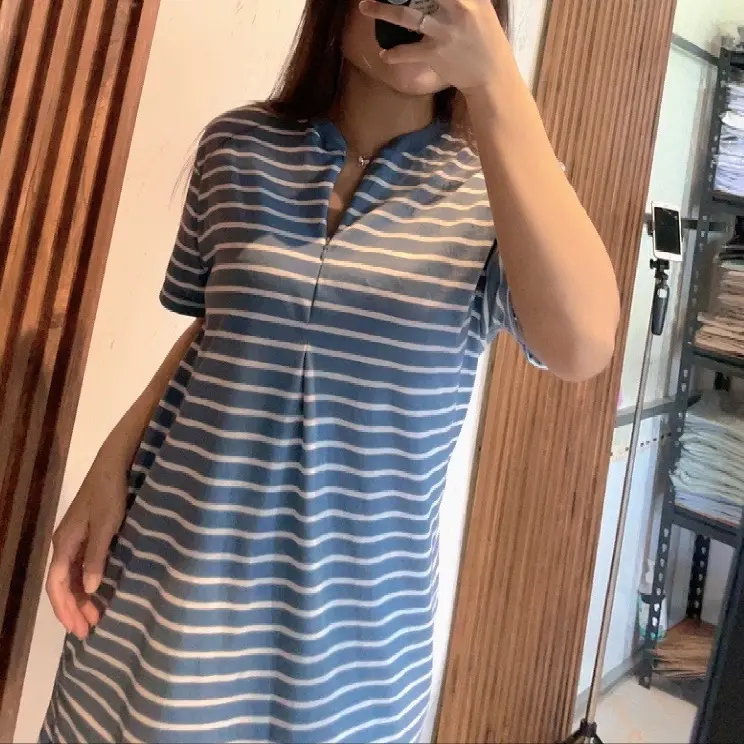 ENERA BASIC - Dress Katun Combed Busui Polos Midi Wanita Casual Fit