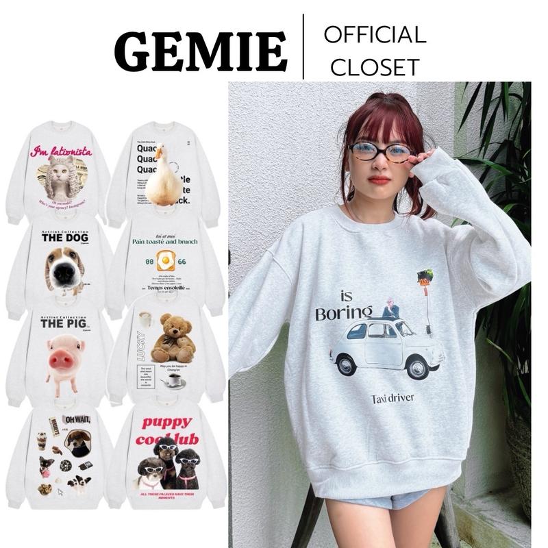 Bộ sưu tập Áo sweater nỉ bông mịn tay phồng form thụng nam nữ unisex, sweater ulzzang Top Hoodie Women áo  nỉ không mũ