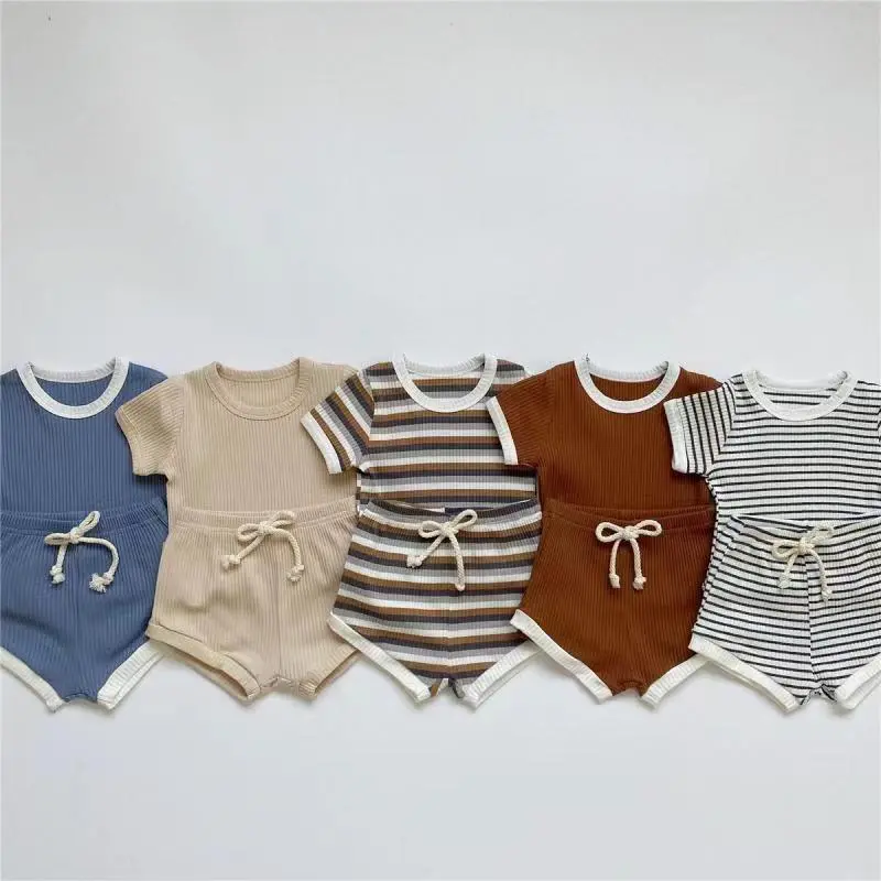Bộ Quần Đùi ngắn Tay Cho Trẻ Sơ Sinh Bộ Áo Thun Cổ Tròn Thường Ngày Đơn Giản Cho Em Bé Trai Và Bé Gái, Quần PP Lớn, Bộ Thu Thập 1423 Người, Mùa Hè 2024 Hàng Mới Về