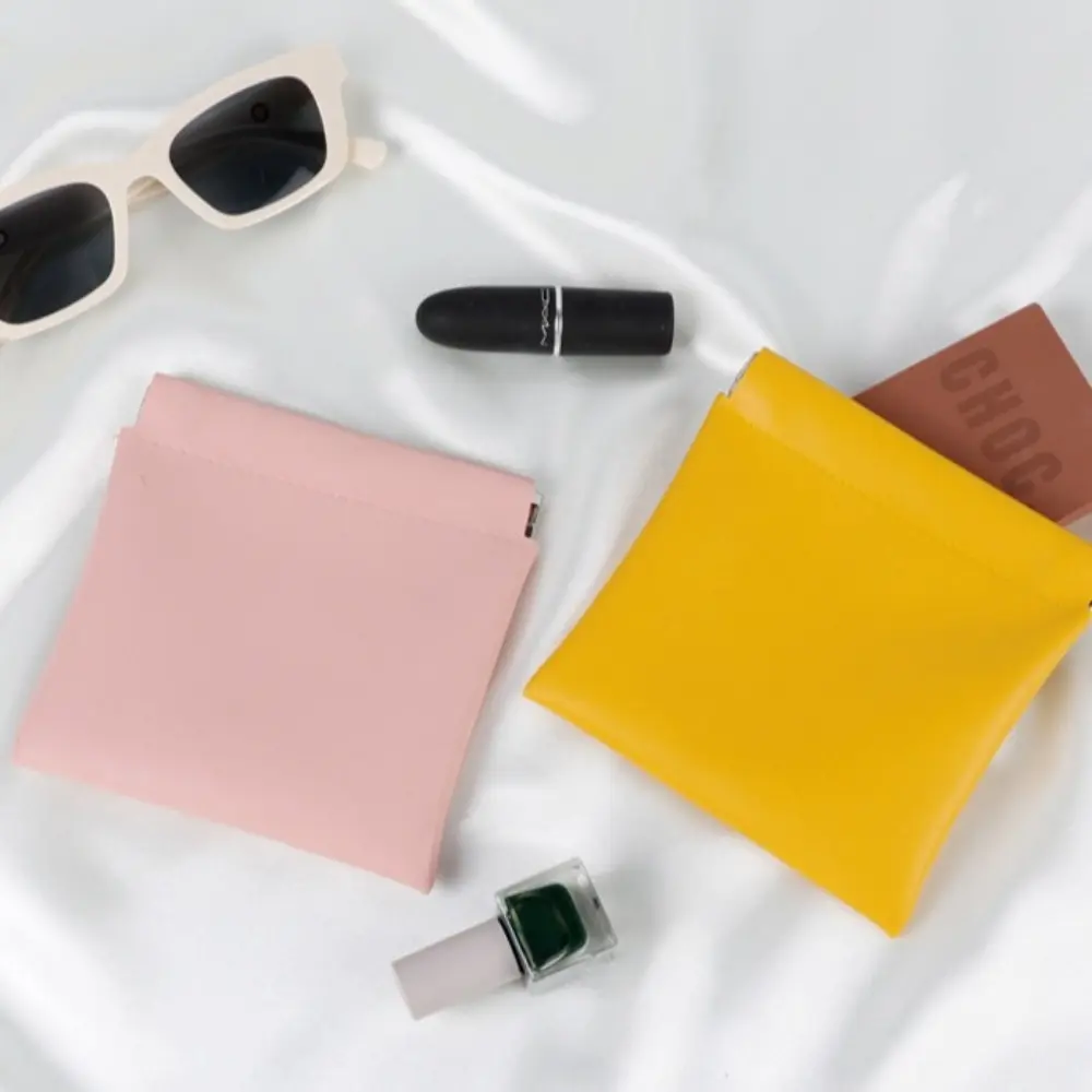 Fashion Automatic Closing Data Cable Storage Bag PU Portable Storage Bag Makeup Bag Travel