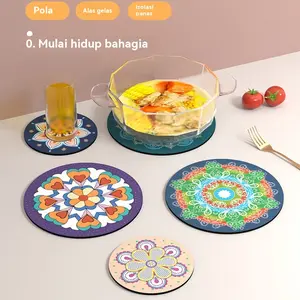 【hot sale】BAIYI Alas piring dan tatakan gelas, alas meja, taplak meja, tatakan gelas anti air dan minyak, alas piring kulit anti selip dan anti noda, tatakan gelas dan piring tahan panas, ukuran 12cmx12cm, mudah dibersihkan