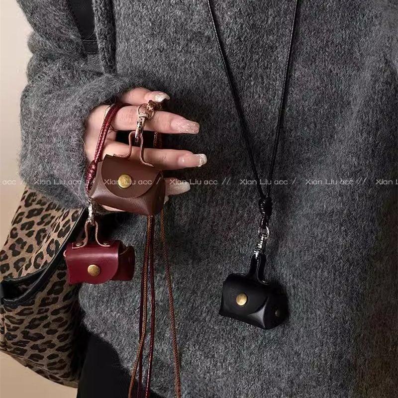 Ví đựng tiền Xu bằng da, Thiết kế Vòng Cổ dễ thương và nhỏ gọn Lý Tưởng cho phụ nữ, Thích hợp làm hộp đựng Tai Nghe Mặt dây chuyền, Dây da dài, Thích hợp cho dây chuyền Áo Len Phụ Kiện thời trang để lưu trữ