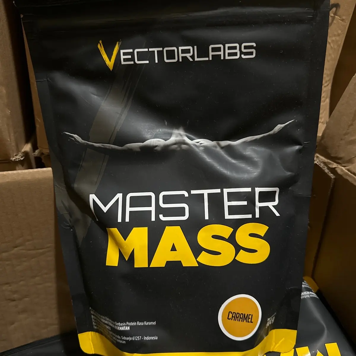 Vectorlabs master mass 900 gram caramel susu gainer fitness suplement otot muscle