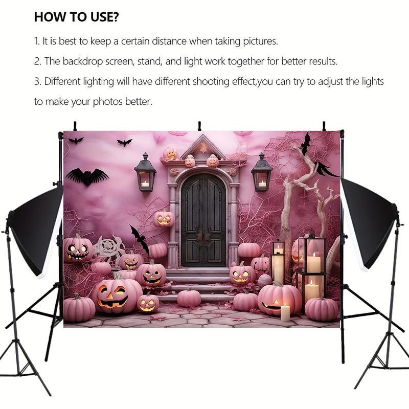 Product Introduction of Phông nền Vinyl Halloween, Trang trí bí ngô ma quái, Lối vào lâu đài Gothic, Cây đáng sợ, Gián, Nến, Thích hợp cho chân dung trẻ em và nền chụp ảnh dự tiệc, Đạo cụ Studio gian hàng ảnh 4