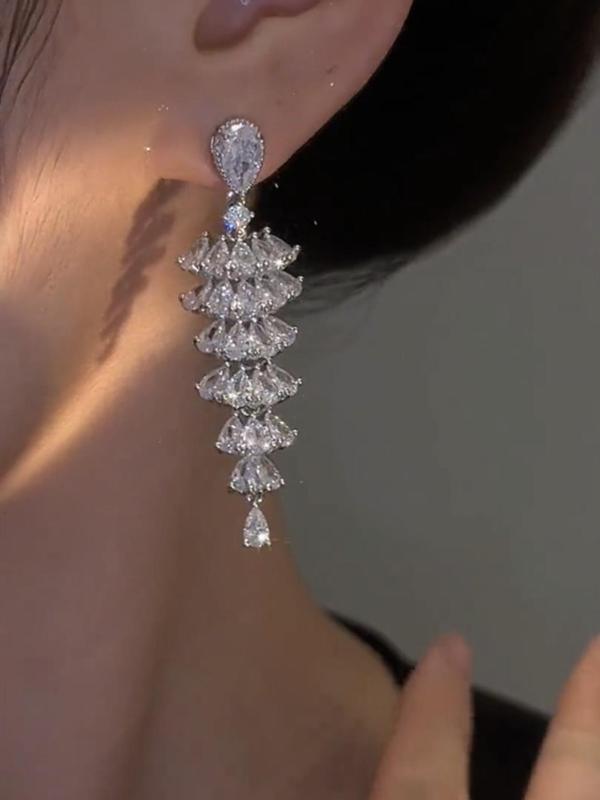 Women's Elegant Artificial Crystal Decor Dangle Earrings, Exquisite Trendy Drop Earrings, Fashionable Jewelry for Women for Daily & Party Decoration 0
