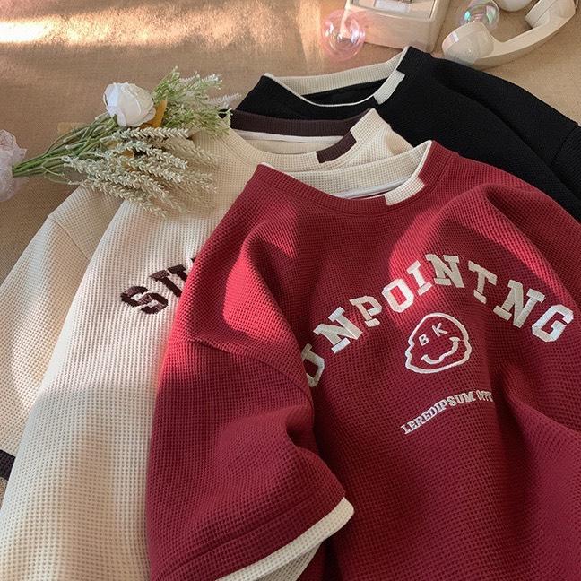 Áo Phông Form Rộng NAD Unisex thêu chữ nổi SUNPOINTNG - Áo Thun Tay Lỡ Nam Nữ Form Rộng Tổ Ong Dệt Cotton Cao Cấp