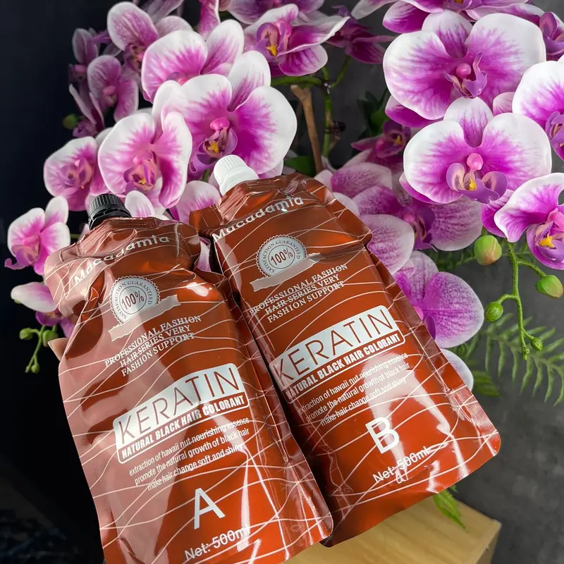 Nhuộm đen phủ bạc Maca 500ml x2 ( không dính da đầu , keratin mềm mại tóc ) chuyên salon , baber Nhuộm Tóc Nữ Đổi Màu Tóc 3