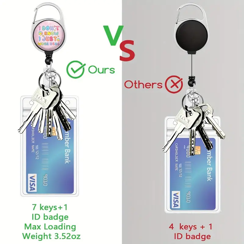 Cute Badge Holder with Retractable Reel Clip & Lanyard, 1 Count Funny Work Name Tag, Vertical ID Card Protector Case for Women Nurse 3
