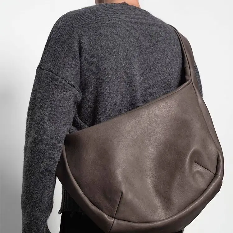 Túi Hobo, Pure2 (Puresquare), Thiết Kế Mờ, Túi Đeo Chéo Mờ Giặt, Làm Bằng Da Xếp Ly, Thích Hợp Cho Phong Cách Hobo 2