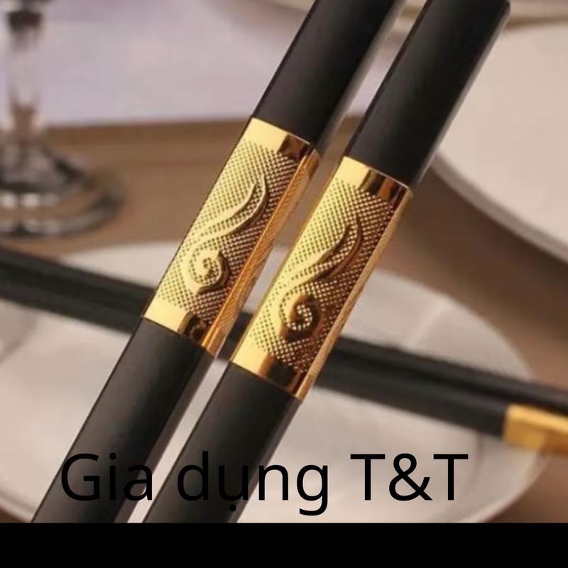 50 Đôi  Đũa Mạ Vàng Hợp Kim .Đũa Không Mốc .Chống Trơn Trượt  Dài 24cm [t&t]