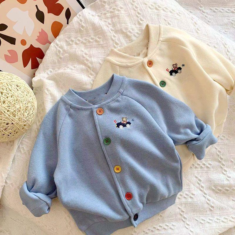 Product Introduction of Kot Musim Bunga, Rekaan Beruang Kartun Budak Lelaki, Sulaman Kereta, Kardigan Berkait, untuk Bayi dan Kanak-kanak, Ketibaan Baru dari Miki Jepun 16