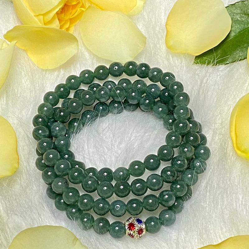 Vòng tay lam ngọc (quấn 4)6,8mm 108 hạt  tự nhiên 2
