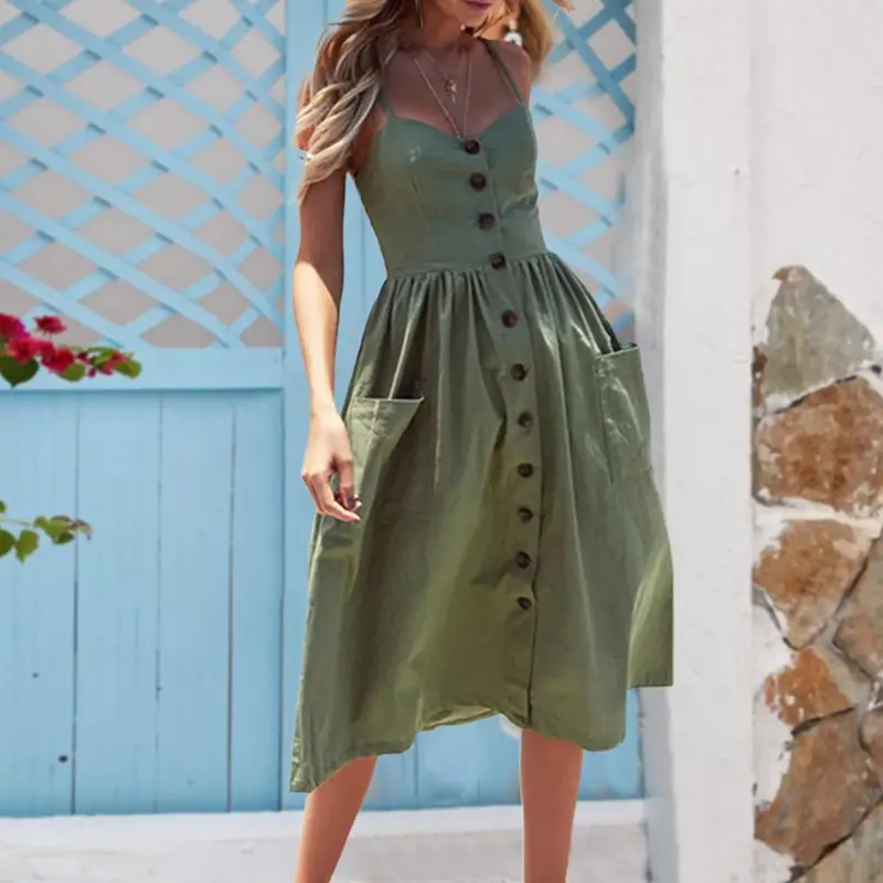 Bugudog-Womens Strappy Sun Dresses Summer Beach Midi Dress Plus Size 6-20 Holiday Casual Womenswear Comfort Blue Stripe 8