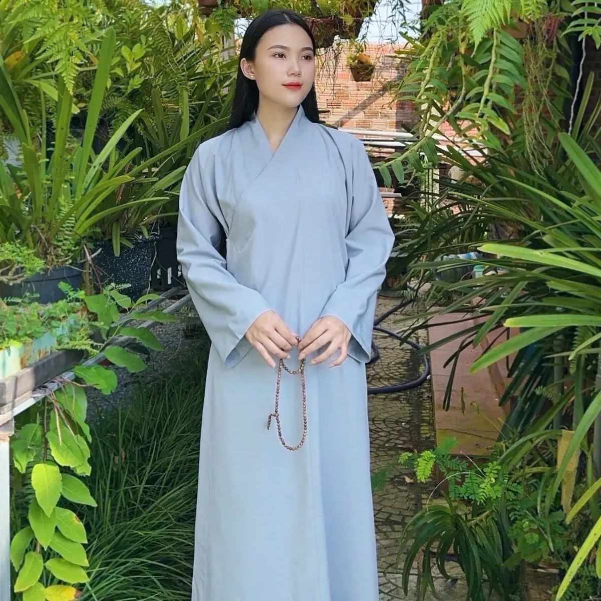 Áo Tràng Chéo Tà Cao Cấp đi chùa thanh lịch, nhẹ nhàng