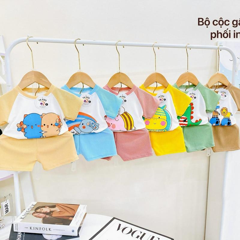 Combo 5 bộ quần áo cộc tay chất tăm lạnh cho bé trai và bé gái ( 4-16kg ) - T1 quanthun lanh Phijama sơ sinh set đồ